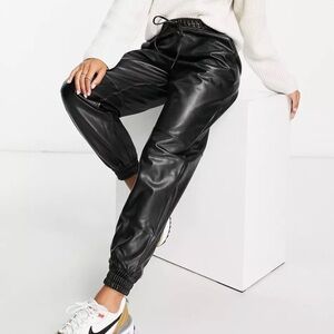 Abercrombie & Fitch Black Vegan Leather Joggers Size L